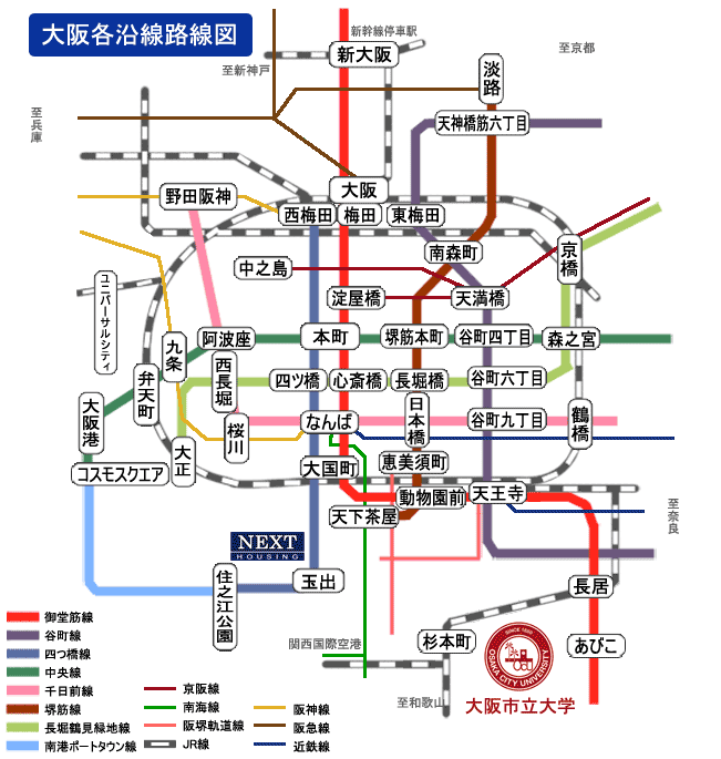大阪市各沿線路線図